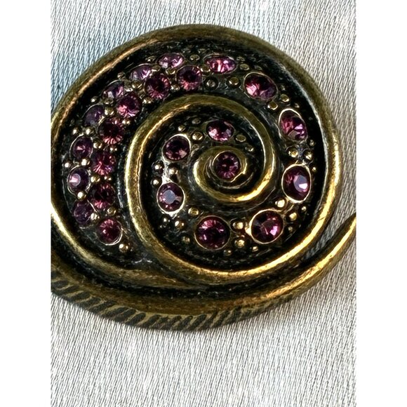 Snail Brooch Gold Toned Embellished with Purple Stones Estate VTG - Picture 5 of 6